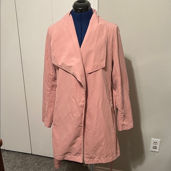 Love Tree Wrap Pink Trench Coat (no buttons) w/ Strap to close. 2 Pockets | Sz L - Picture 7 of 11